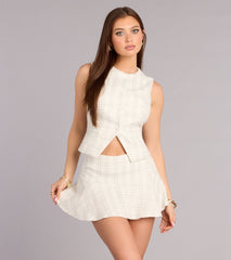 Polished Plans Tweed Mini Skort